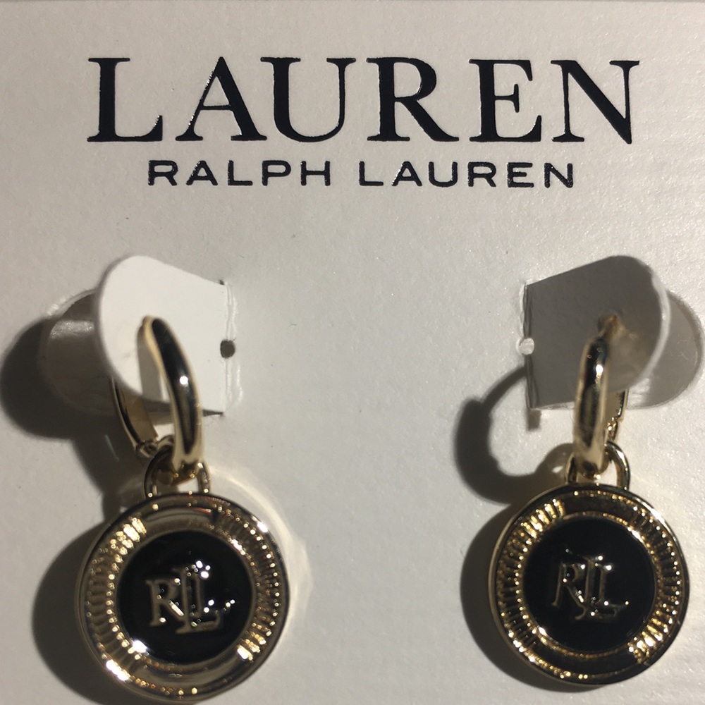 Polo earrings black and gold